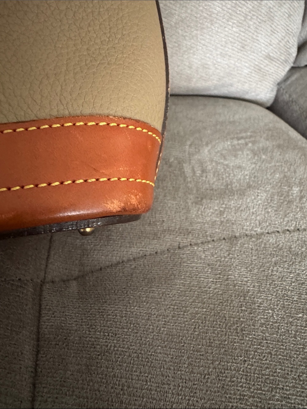 Dooney & Bourke Beige and Tan Pebbled Leather Shoulder Bag - Picture 6 of 8